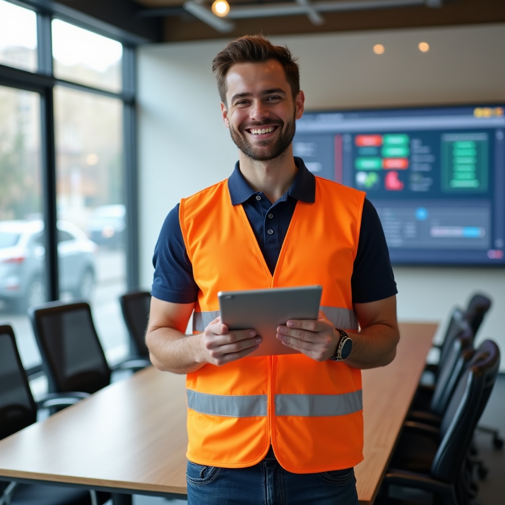Bauhof-Mitarbeiter beim Tablet-Training